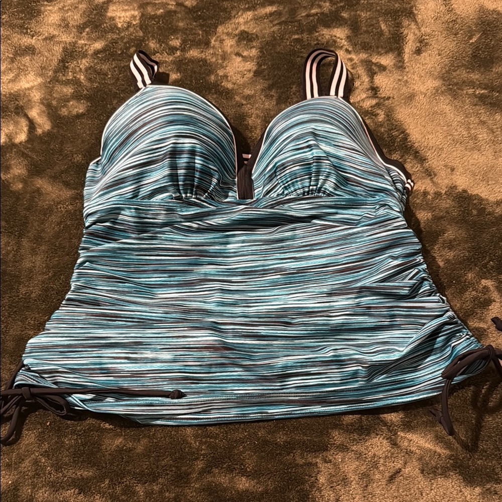 Free Country Blue Striped Bikini Top